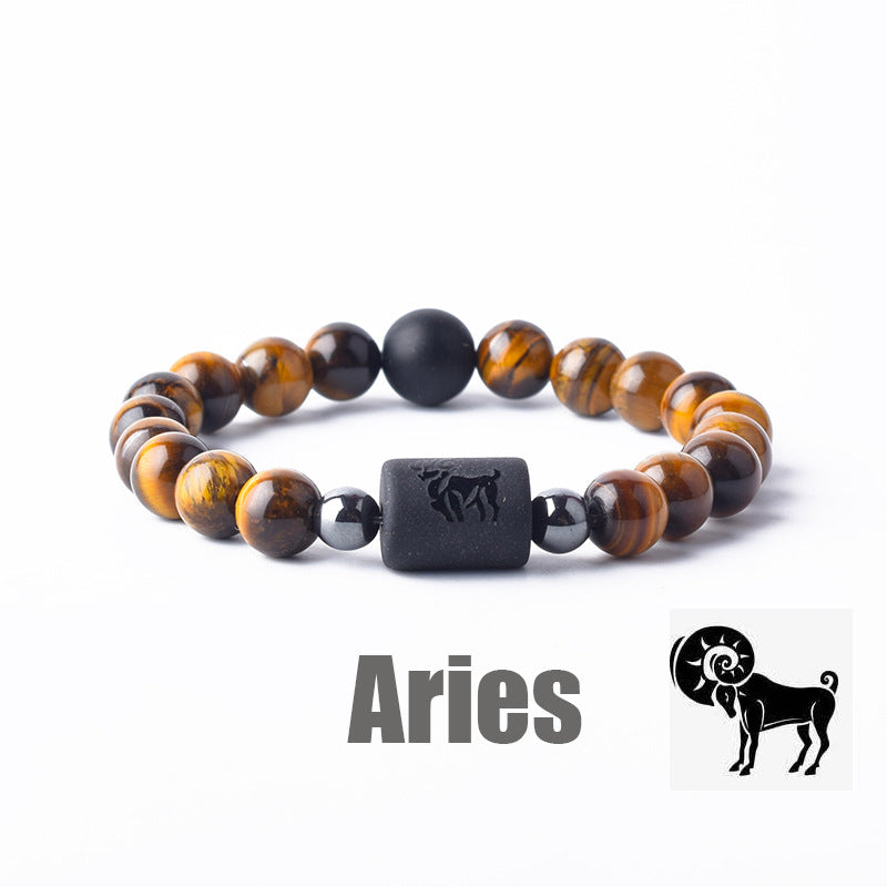 Classic Unisex Natural Stone Zodiac Beaded Bracelet