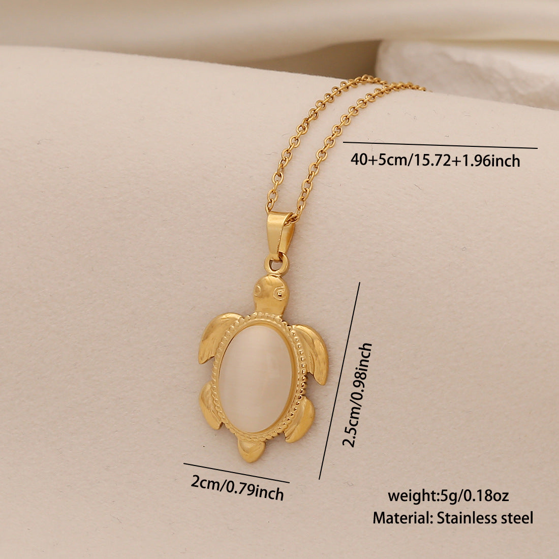 Personalized Stainless Steel Ocean Animal Pendant Necklace with Cat's Eye Stone