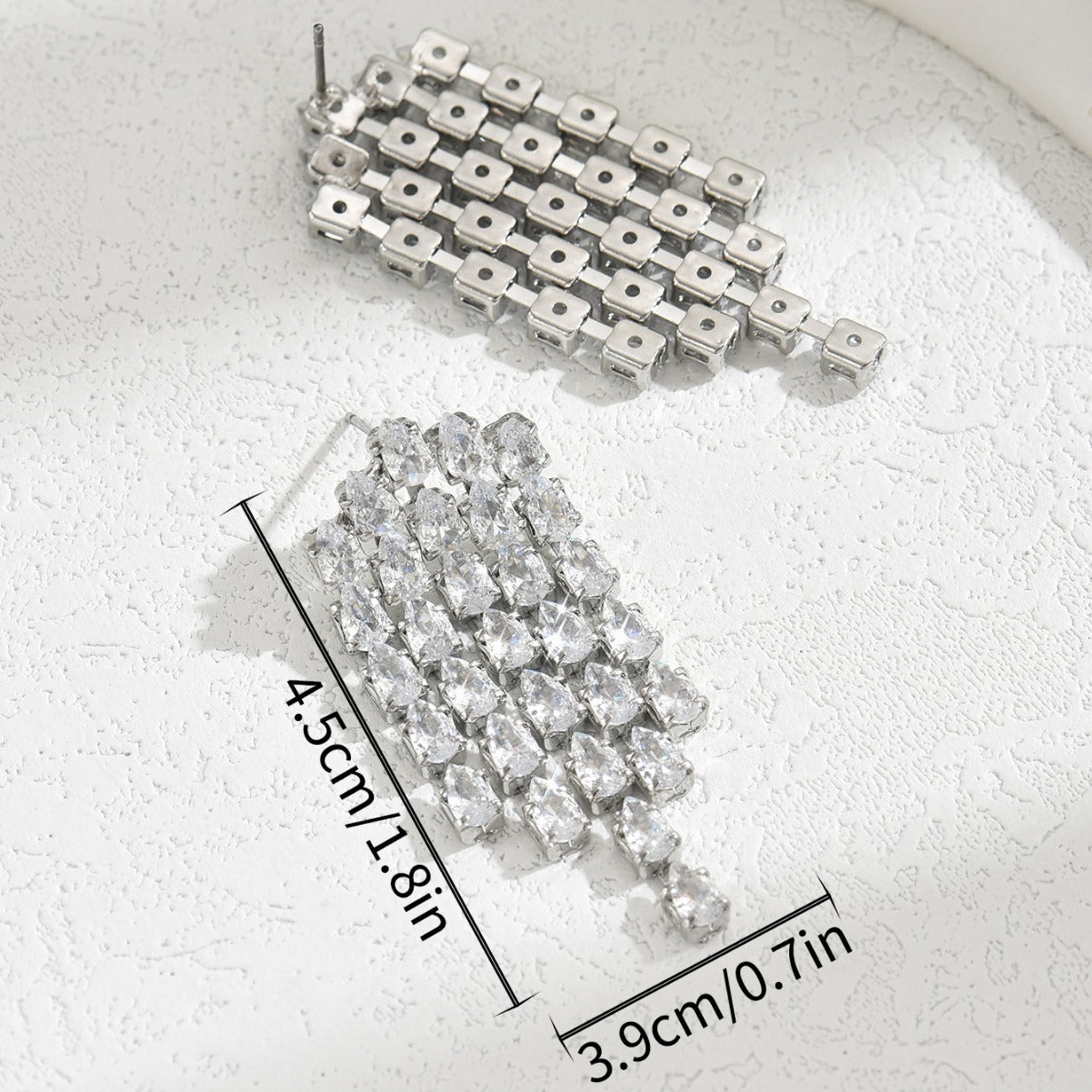 Pendientes de lujo con forma de lágrima y geometría de circonitas incrustadas para mujer, con postes de acero inoxidable