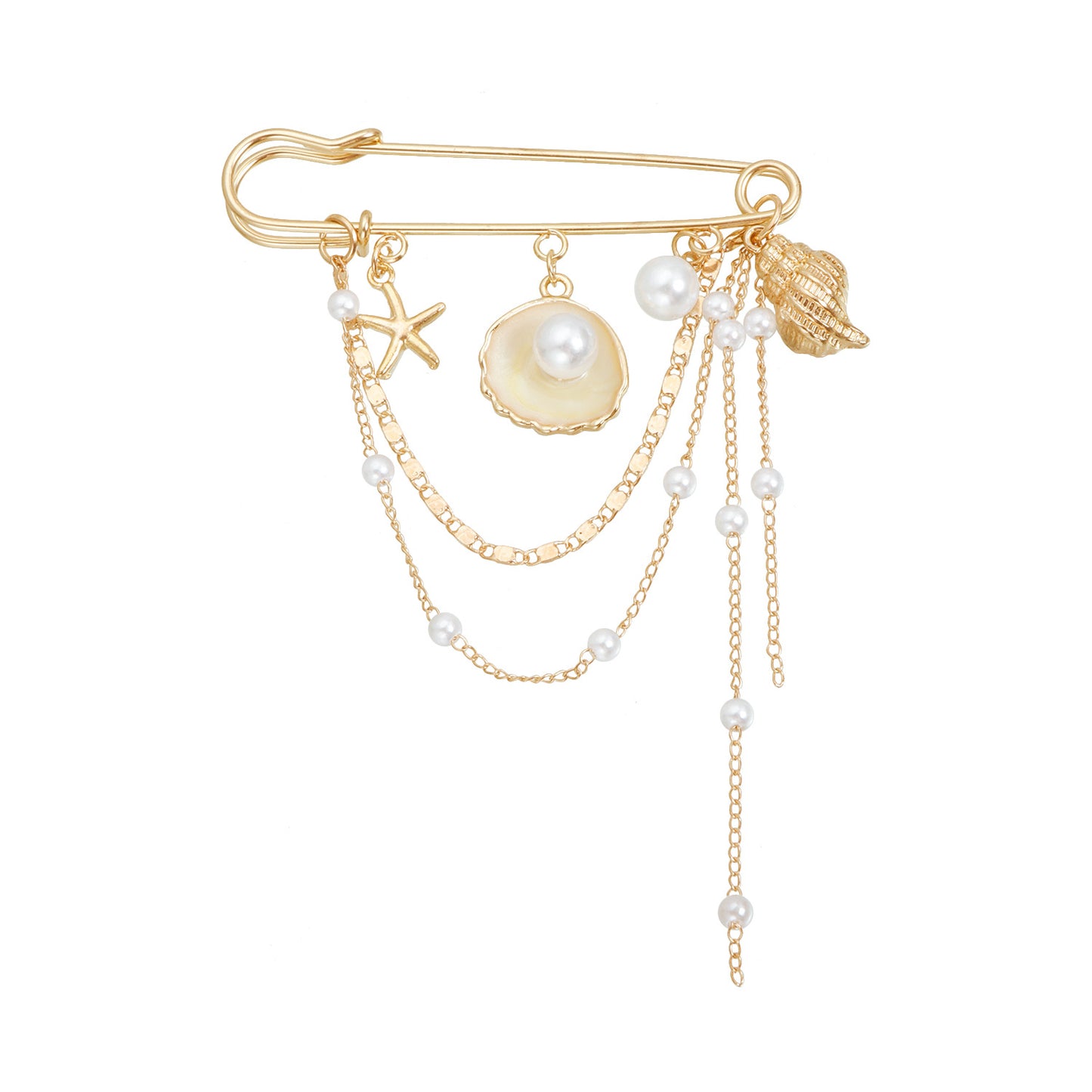 Fashionable OL Style Geometric Alloy Brooch with Rhinestone Inlay and Pearl Accents for Women