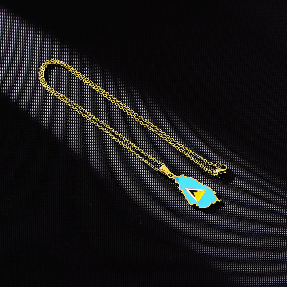 Collana Pendente Geometrica Retrò in Acciaio Inossidabile con Finitura Smaltata Unisex, Stile Catenina O-Chain