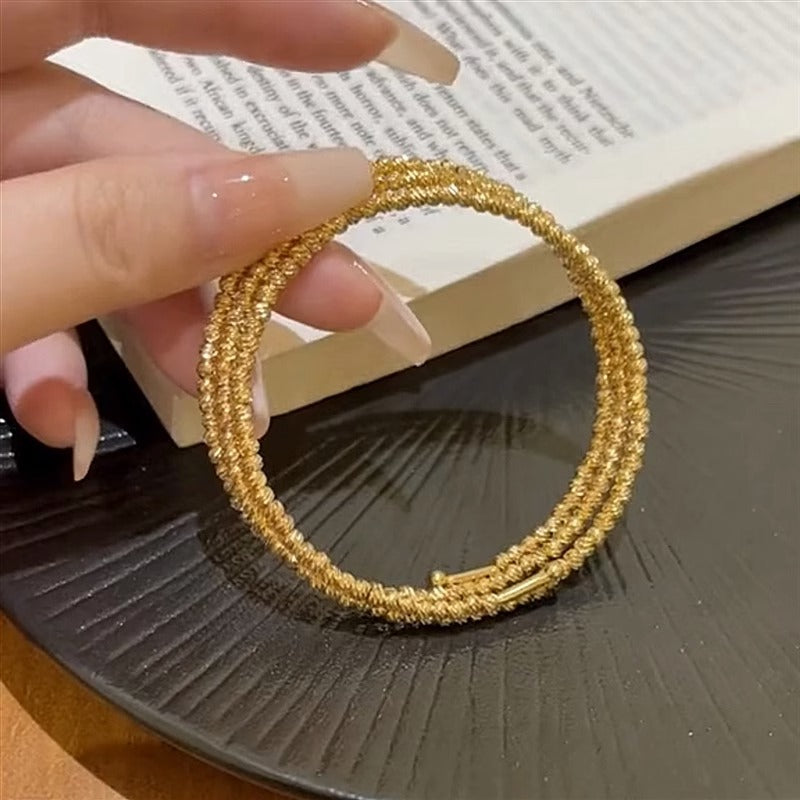 Original Design 18K Gold Plated Copper Geometric Oval Disco Ball Triple Row Bracelet for Women