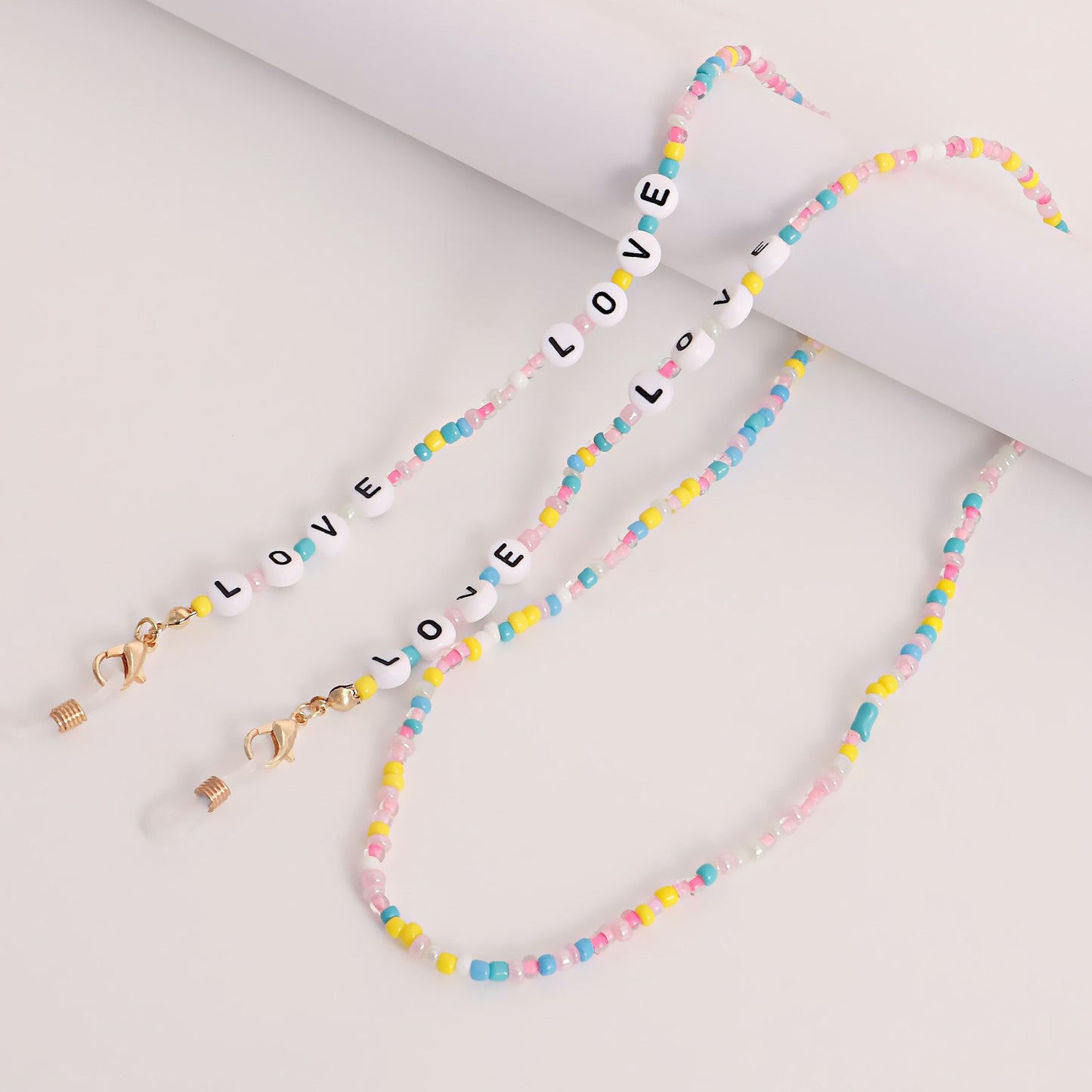 Bohemian Letter LOVE Colorful Glass Beads Eyeglass Chain and Mask Holder