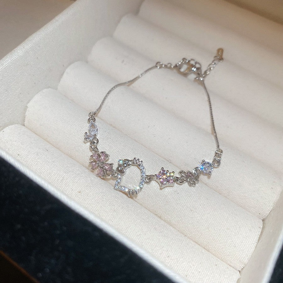 Sweet Elegant Geometric Round Cubic Zirconia Plated Brass Bracelet for Women