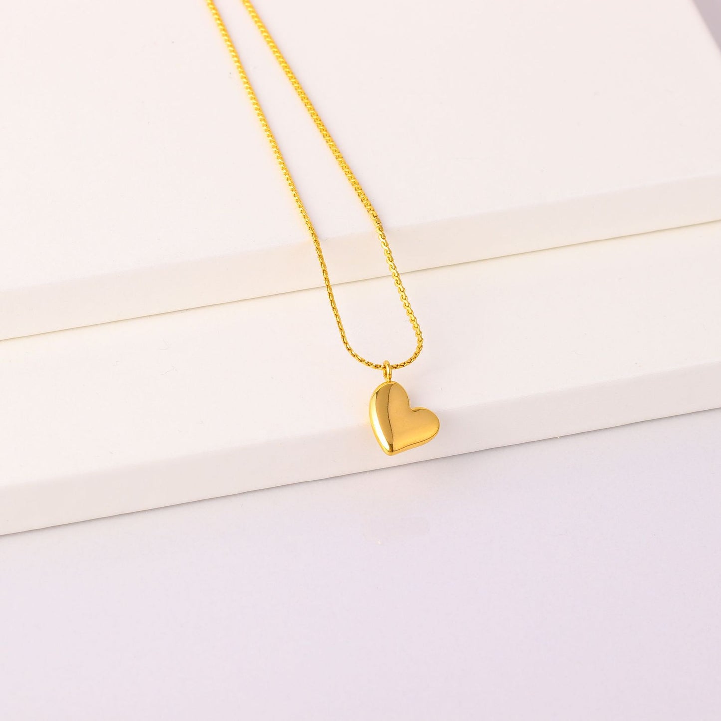 Set Collana, Bracciale e Anello Cuore in Acciaio Inossidabile Placcato Oro 18K di Lusso