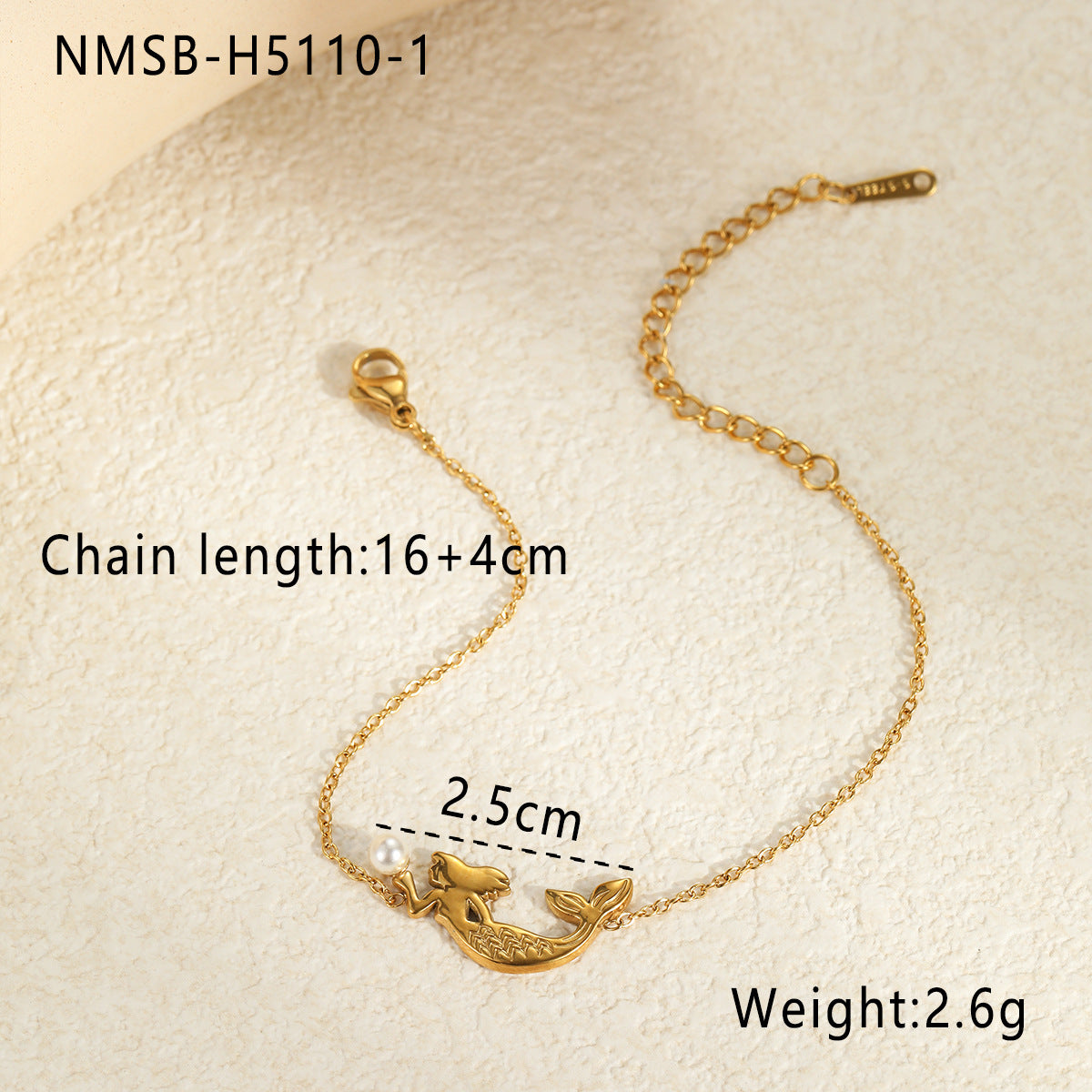 Anillo de perlas de lujo con temática de sirena y océano en acero inoxidable con baño de oro y banda abierta ajustable para mujer