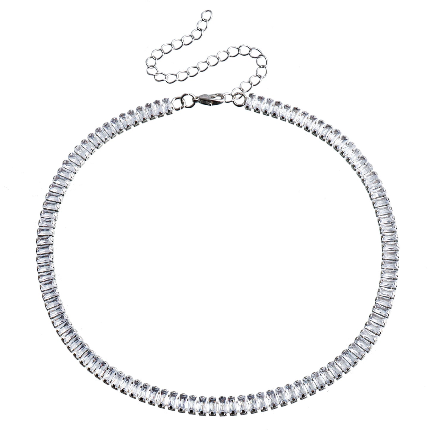Conjunto de collar, pulsera y pendientes de circonita cristalina ajustables de estilo geométrico para mujer