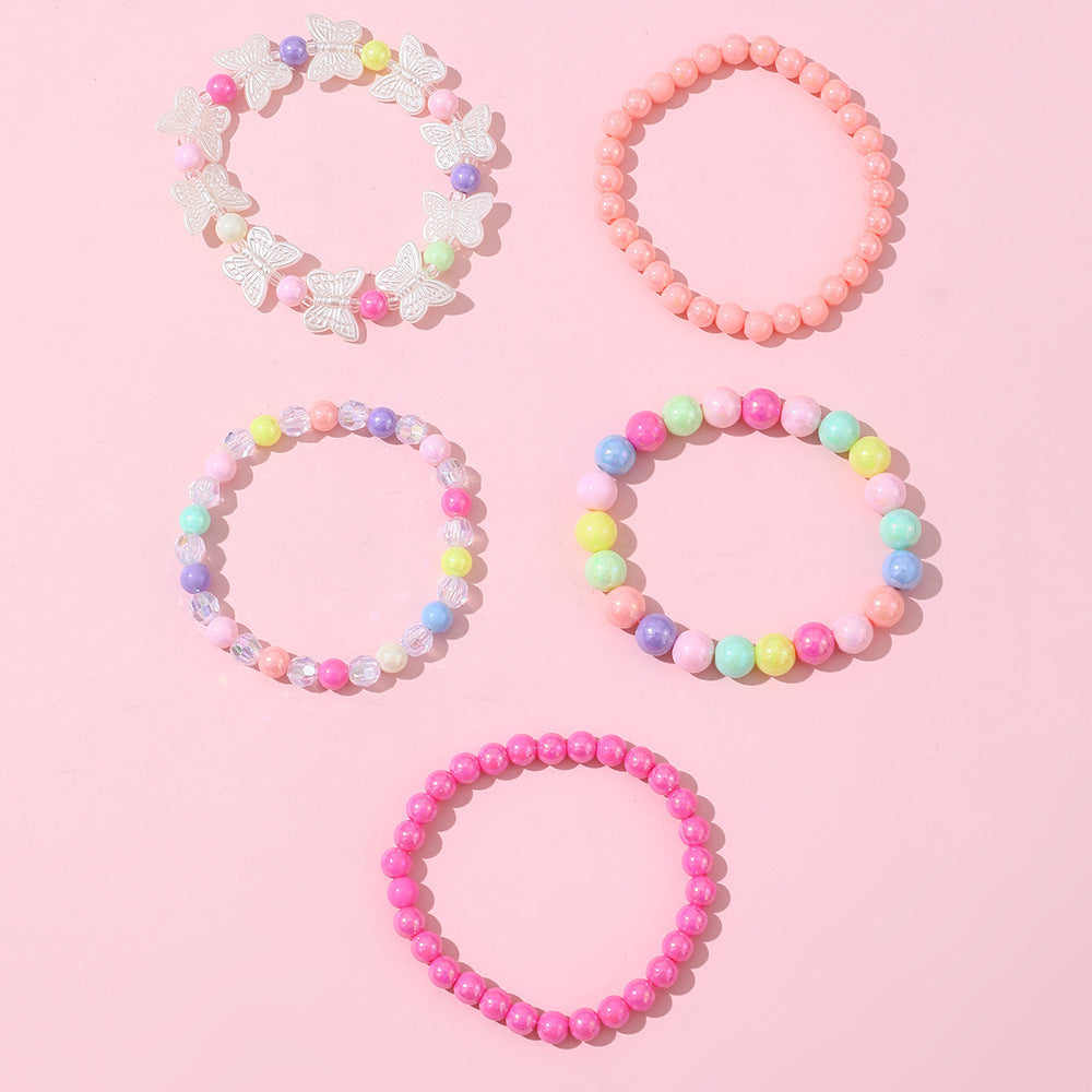 Juego de pulseras de cuentas acrílicas con forma de mariposa minimalista para niños hechas a mano con resina plástica