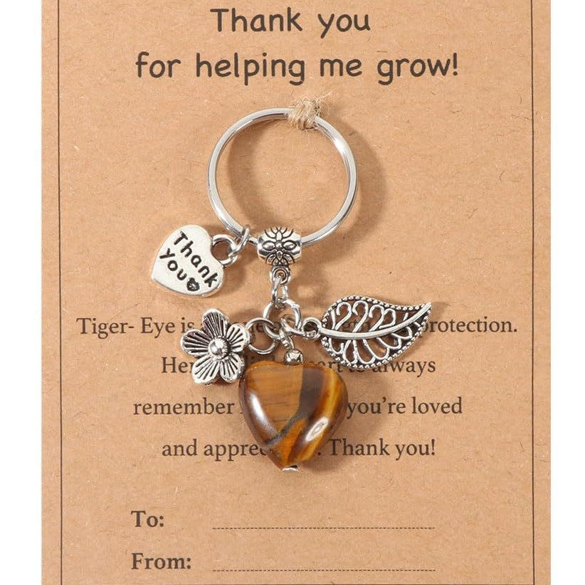 Vintage Heart Crystal Agate Alloy Keychain Charm