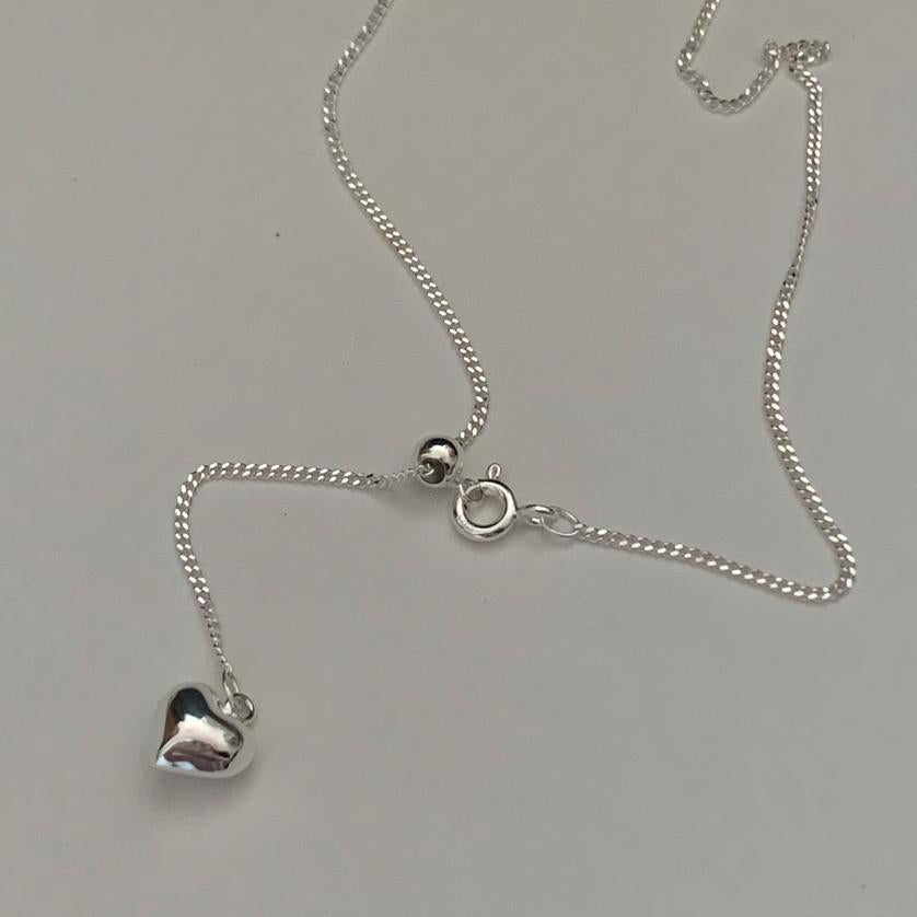 Minimalist Heart-Shaped 925 Sterling Silver Necklace with Plated Finish, Dainty Cross Chain for Women