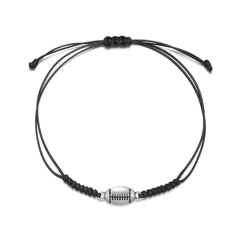 Bracciale regolabile artigianale con ciondolo a sfera geometrica unisex in corda cerata