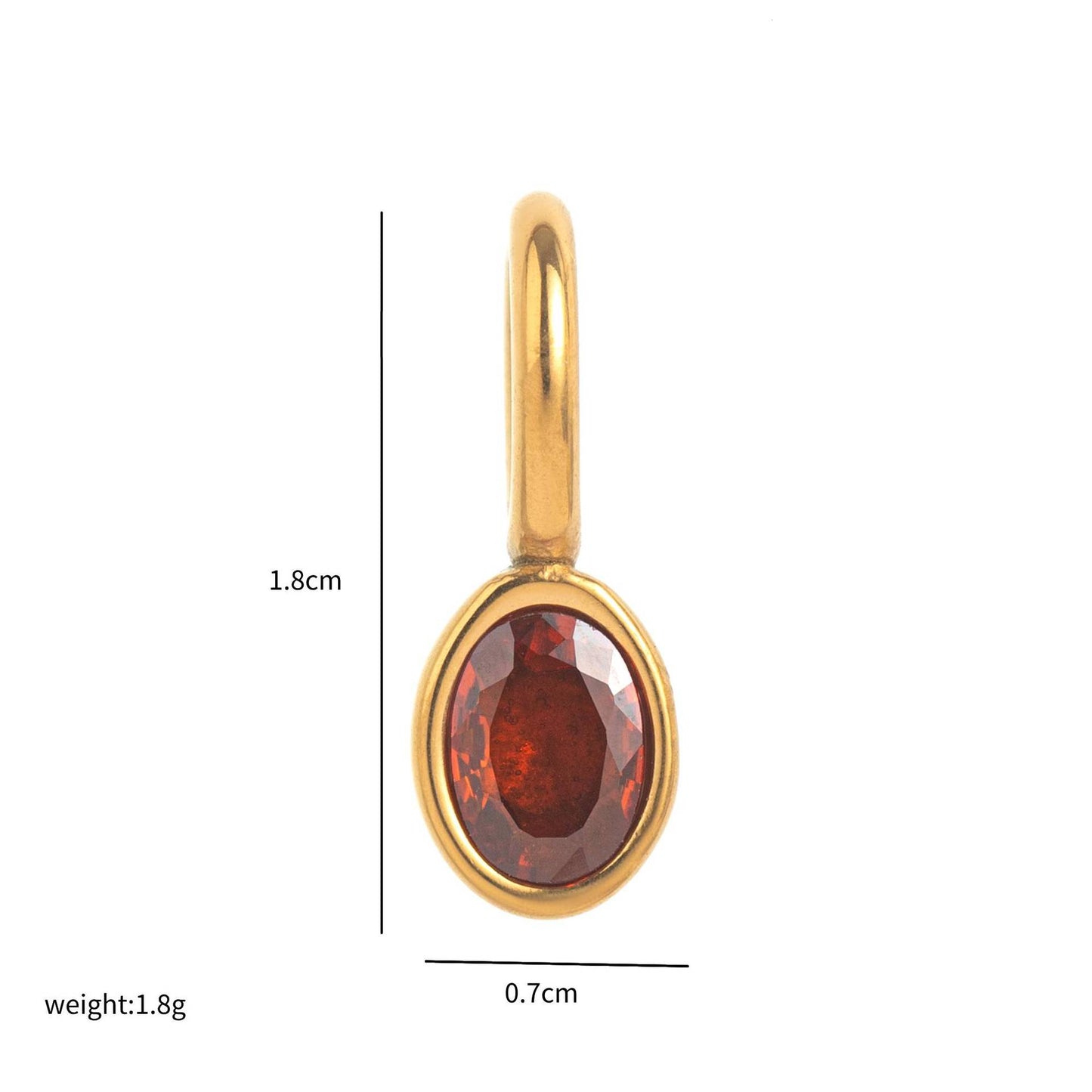 Minimalist Geometric 18K Gold Plated Titanium Steel Charm Bar with Rhinestone Inlaid Stainless Steel Birthstone Pendant for Women