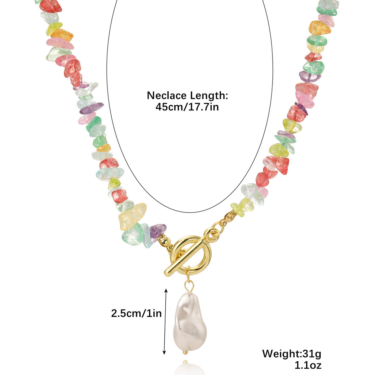 Bohemian Sweet Geometric Pearl Plated Ball Chain Necklace for Women
