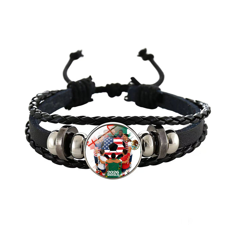 Sporty Geometric Braided Leather Bracelet Unisex Adjustable Hand Rope