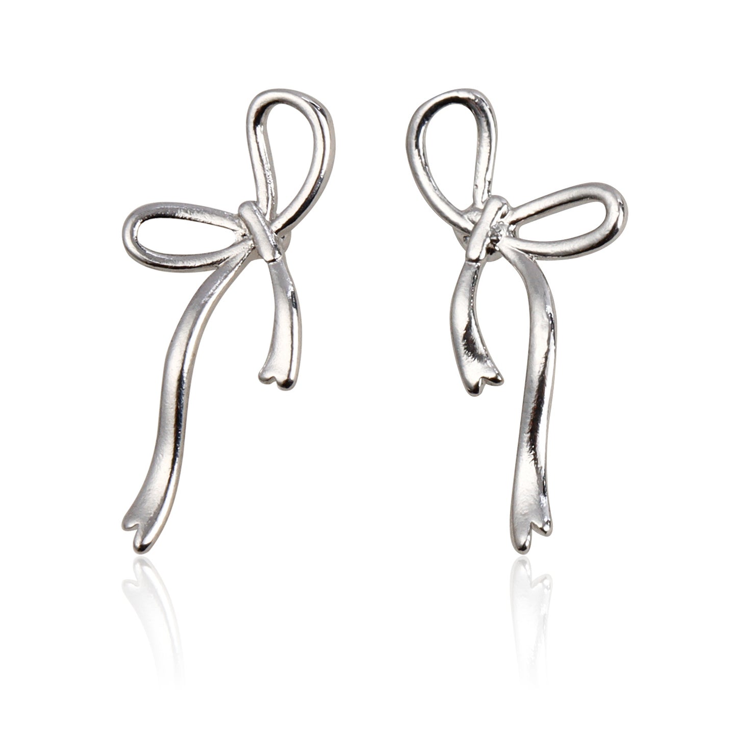 Pendientes de Tuerca Minimalistas con Forma de Lazo Dulce de Aleación para Mujer con Acabado Galvanizado