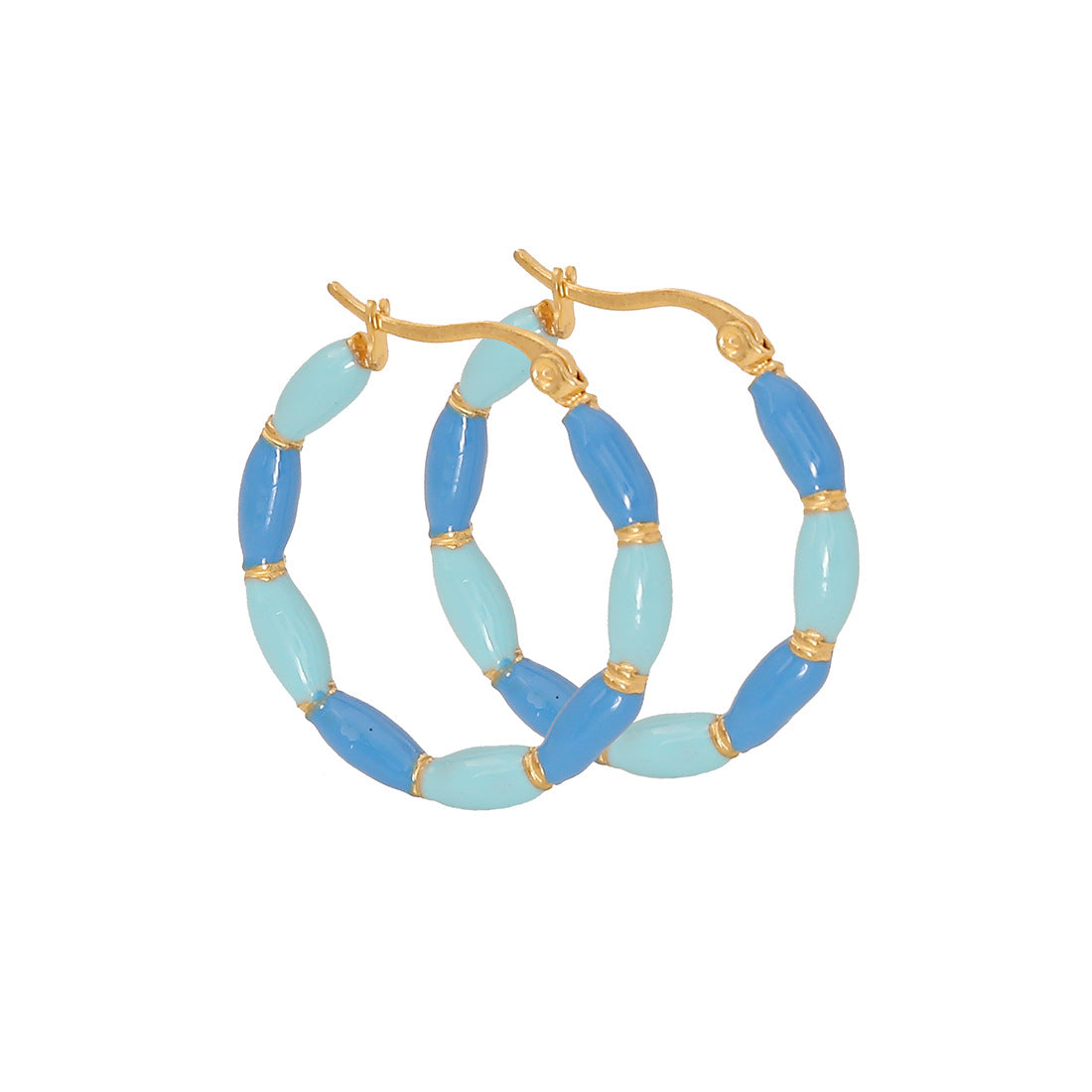 Fashionable Geometric Stainless Steel Earrings with Enamel Finish for Women