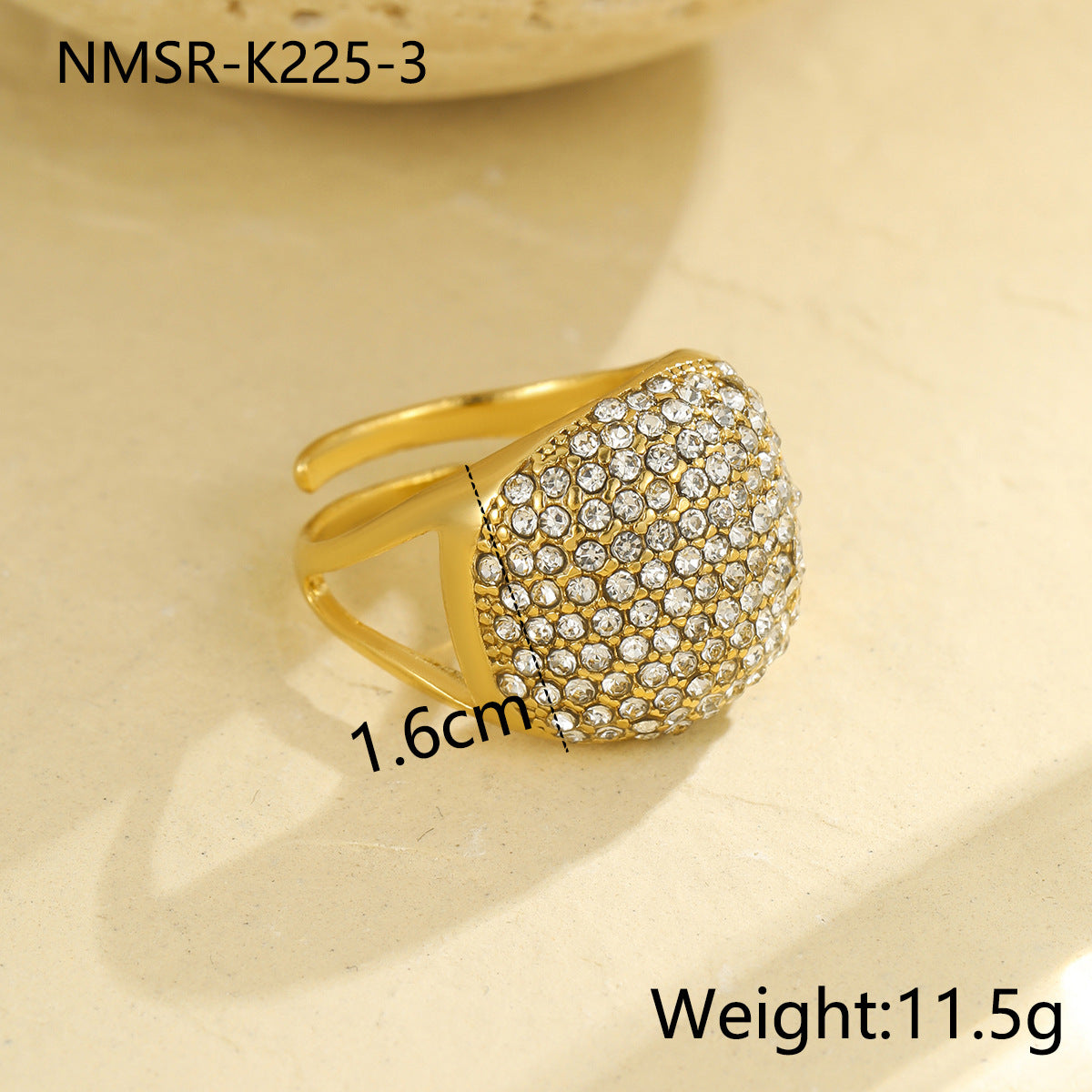 Anillo de lujo geométrico de acero inoxidable con incrustaciones de pedrería para mujer, accesorio de moda de alta gama galvanizado