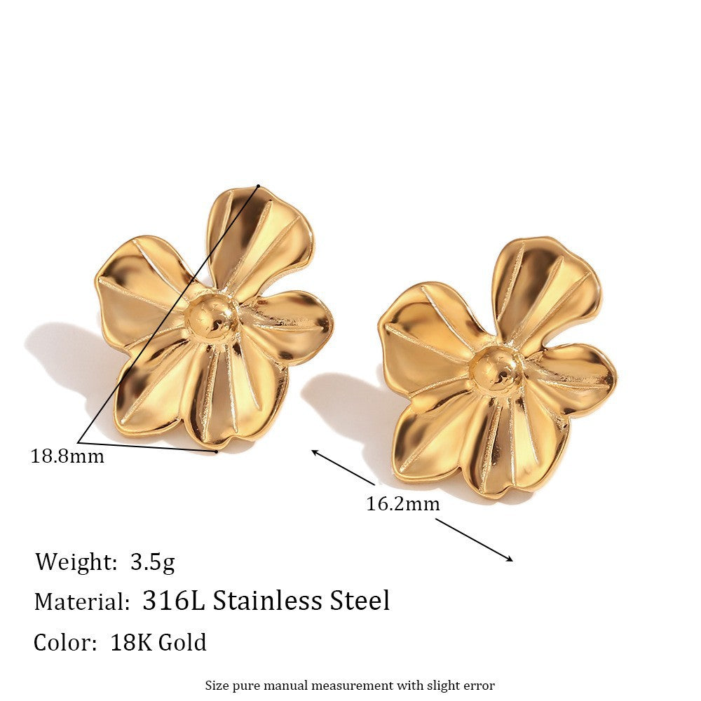 Vintage Floral Ring in Stainless Steel with 18K Gold Plating for Women