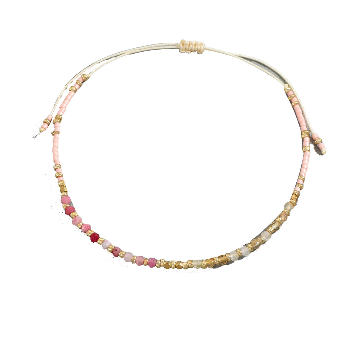 Pulsera de Piedra Natural Trenzada Geométrica de Moda para Mujeres con Patrón Redondo y Circular, Estilo Oficina Minimalista