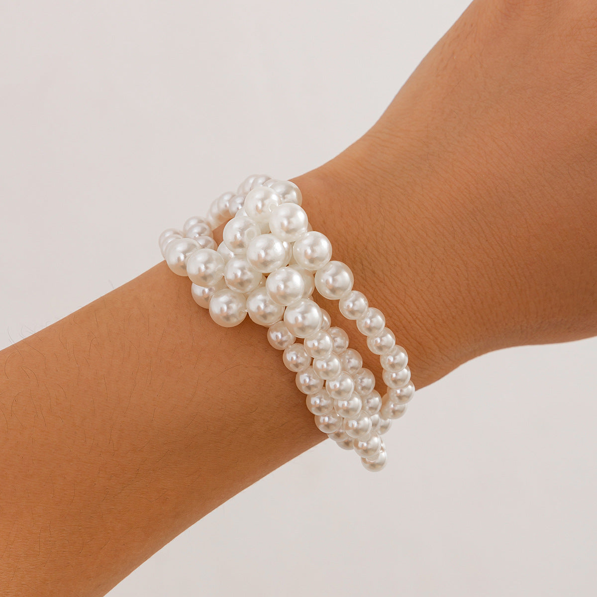 Elegant Luxury Geometric Faux Pearl Plated Alloy Ball Chain Choker Necklace for Women