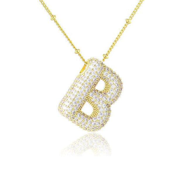 Fashion Plated Brass Letter Bubble Pendant Necklace for Women