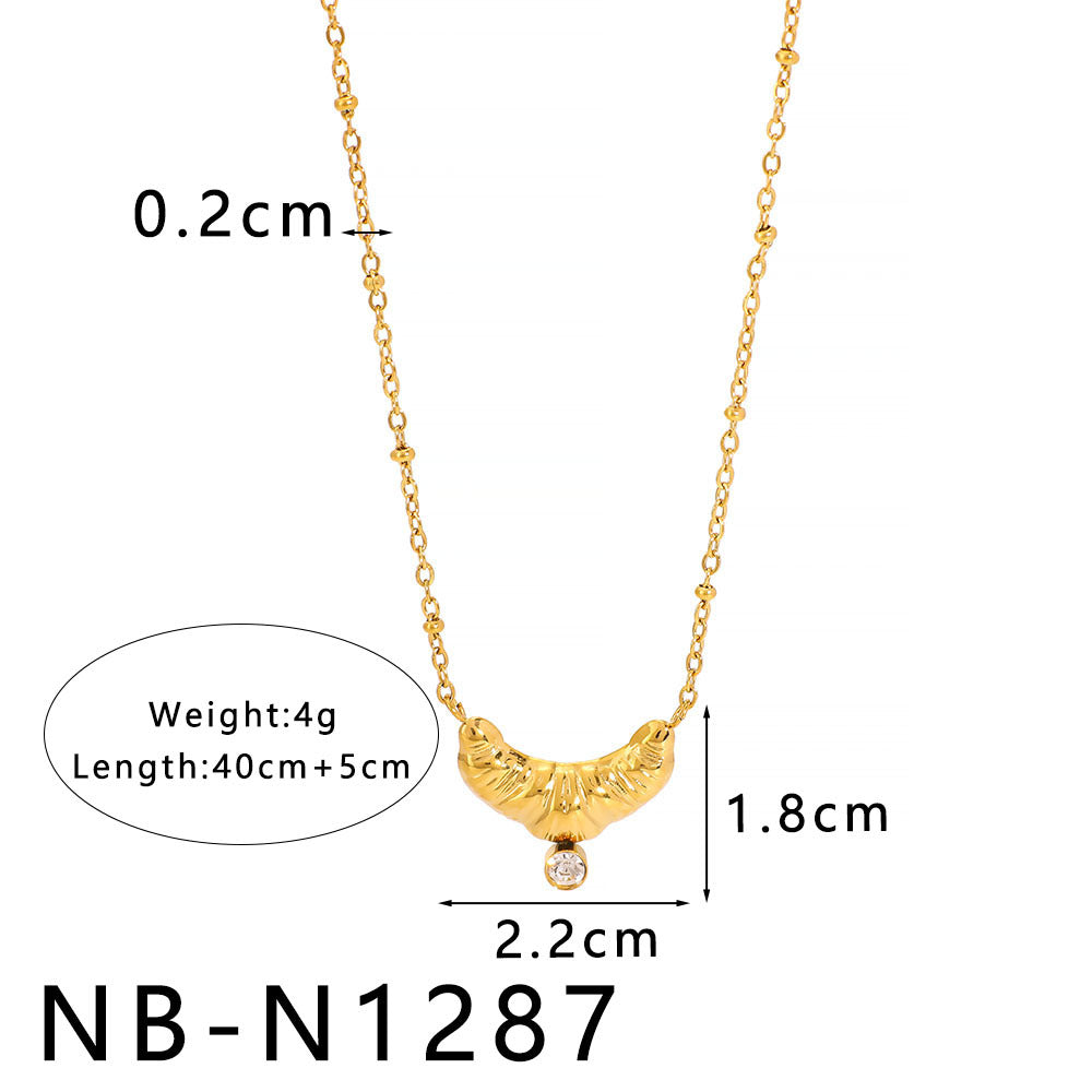 Collana Minimalista con Ciondolo Geometrico in Acciaio al Titanio con Placcatura in Oro 18K su Catena O per Donna