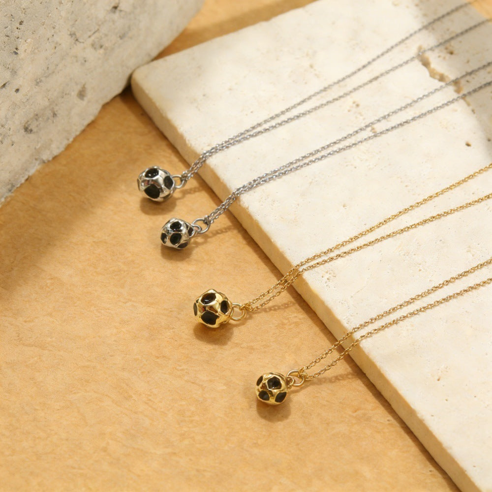 Luxury Brass Football Pendant Necklace Box Chain Women