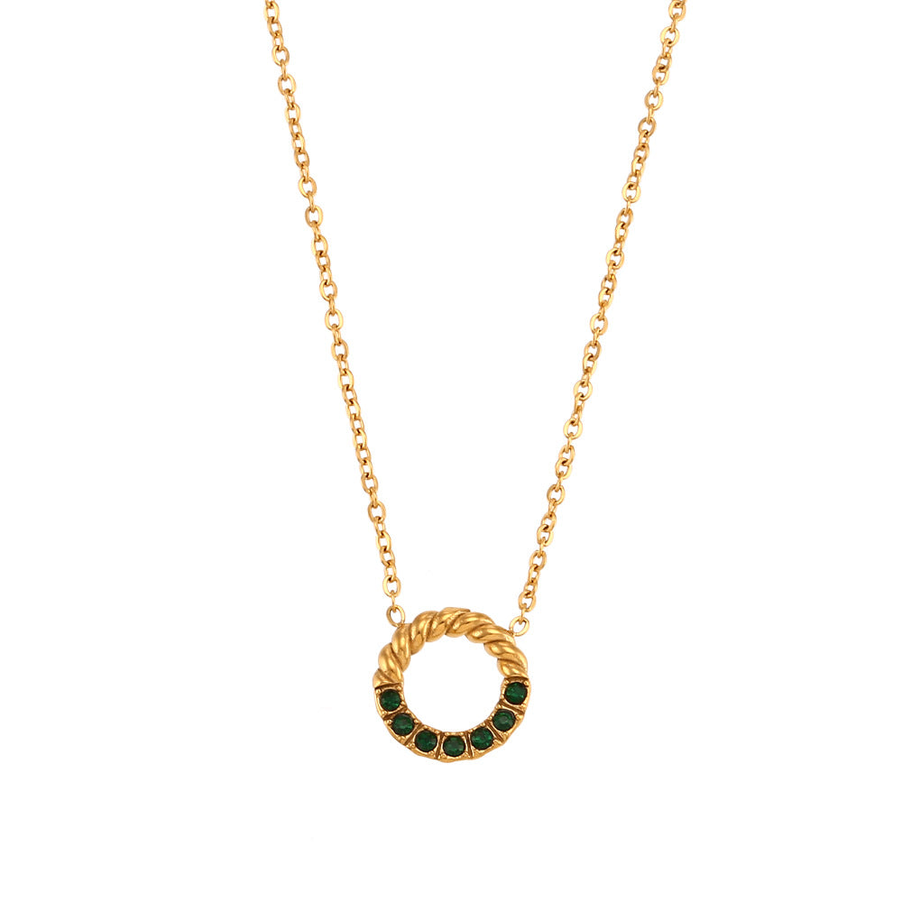 Collana pendente a cerchio ritorto geometrico minimalista in acciaio inossidabile da donna con pendente in acciaio al titanio e finitura galvanica