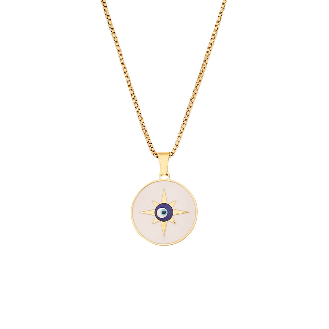 Collana Personalizzata in Acciaio Inossidabile con Smalto Geometrico a Occhio