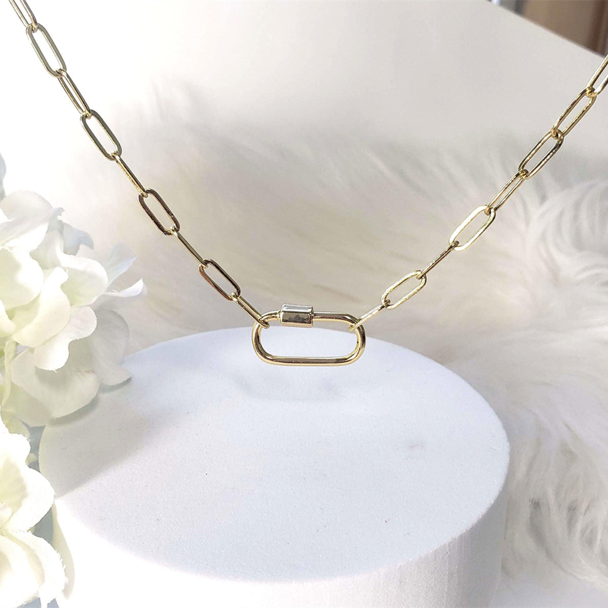 Natural Minimalist Geometric Pendant Necklace for Women Stainless Steel Chain with Titanium Steel Pendant and Polished Finish