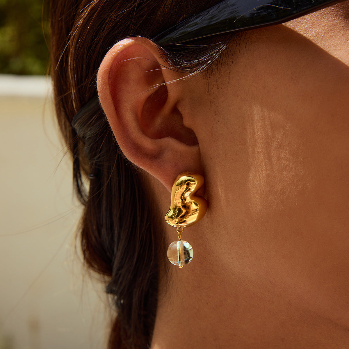 Orecchini da donna geometrici minimalisti in acciaio inossidabile con placcatura in oro PVD sottovuoto