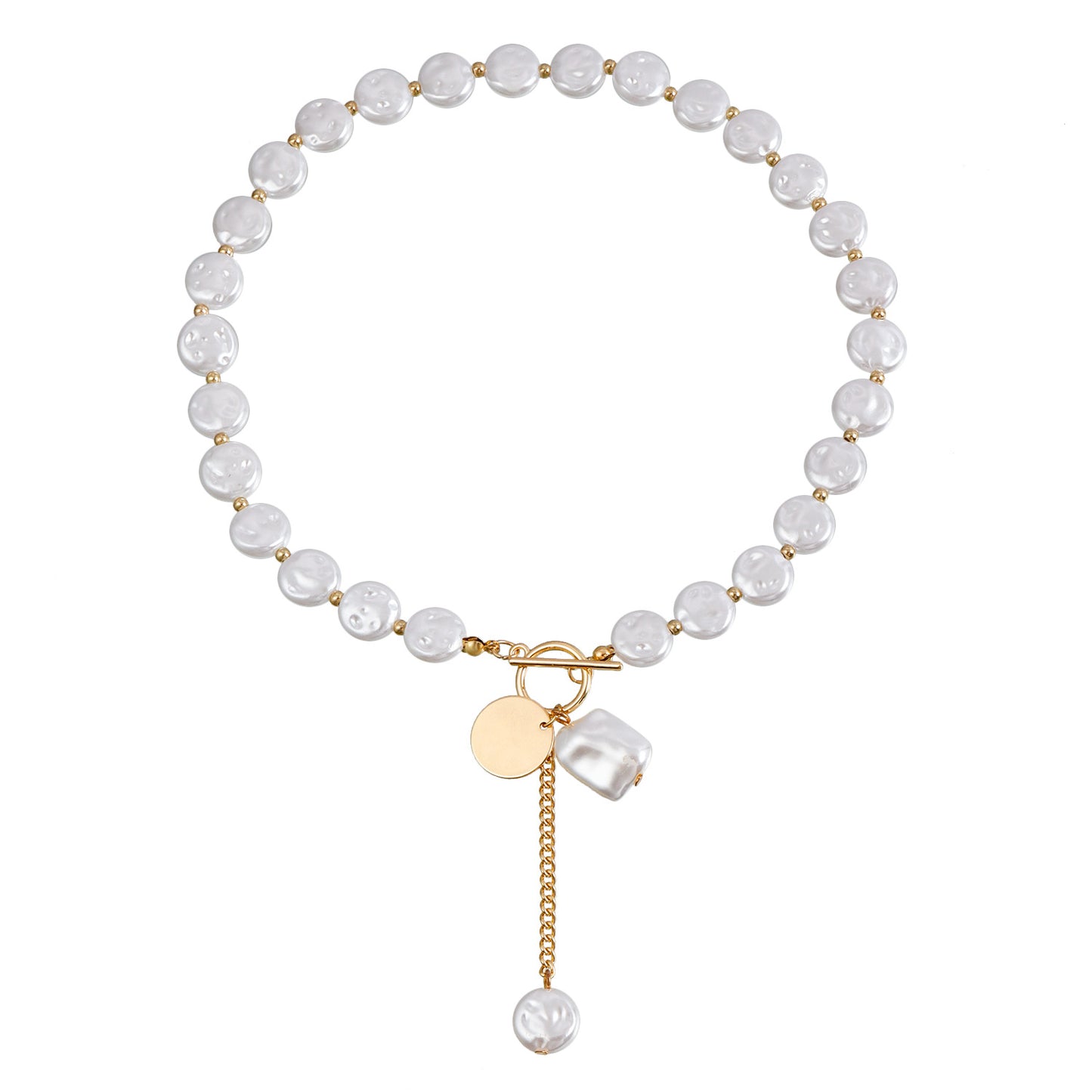 Minimalist Baroque-Inspired Alloy Pendant Necklace with Tassel Detail for Women Geometric Shape Plated Finish