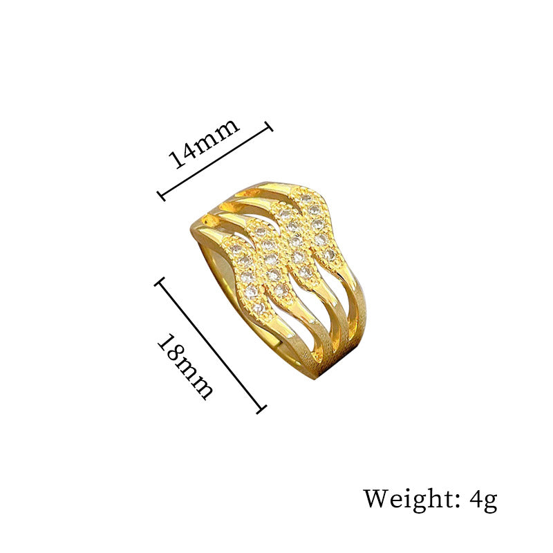 Minimalist Sweet Geometric Round Brass Plated Rhinestone Ring for Women and Men