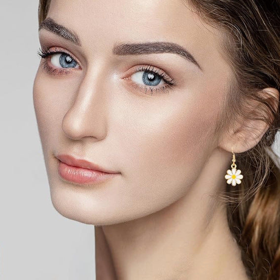 Sweet Floral Gold Plated Alloy Earrings for Women
