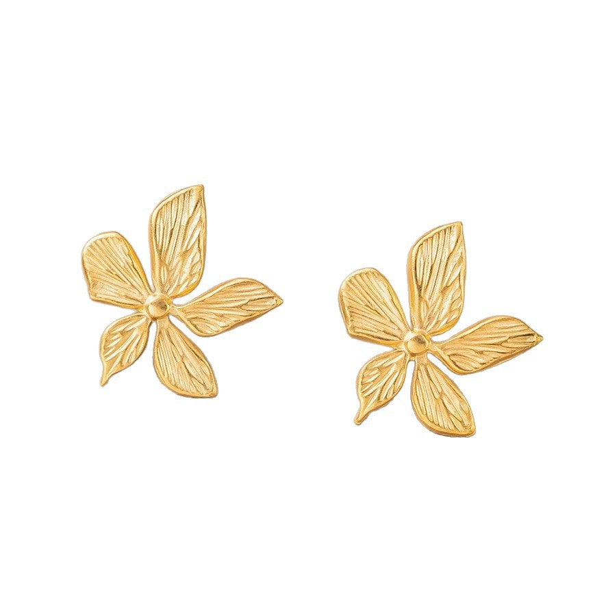 Collana da donna in acciaio inossidabile placcato oro di lusso con catena a maglie floreali