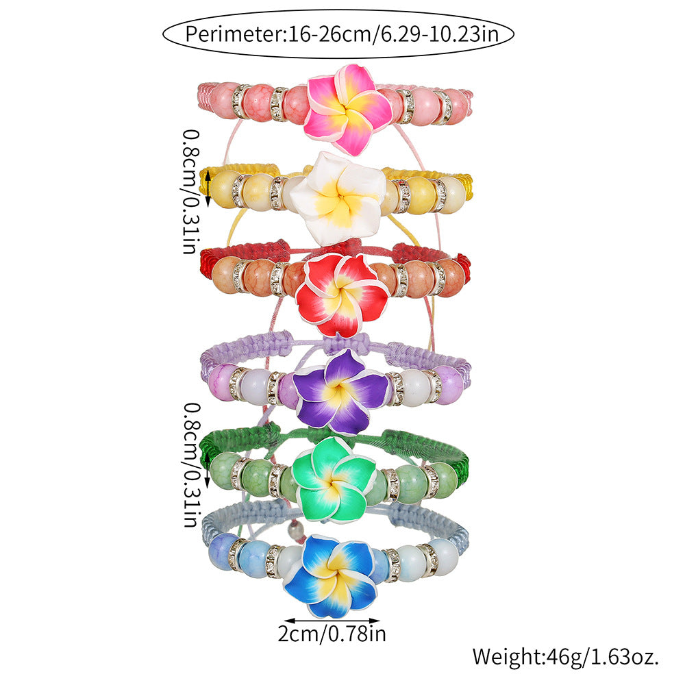 Sweet Minimalist Floral Resin Handmade Bracelet Adjustable Cord