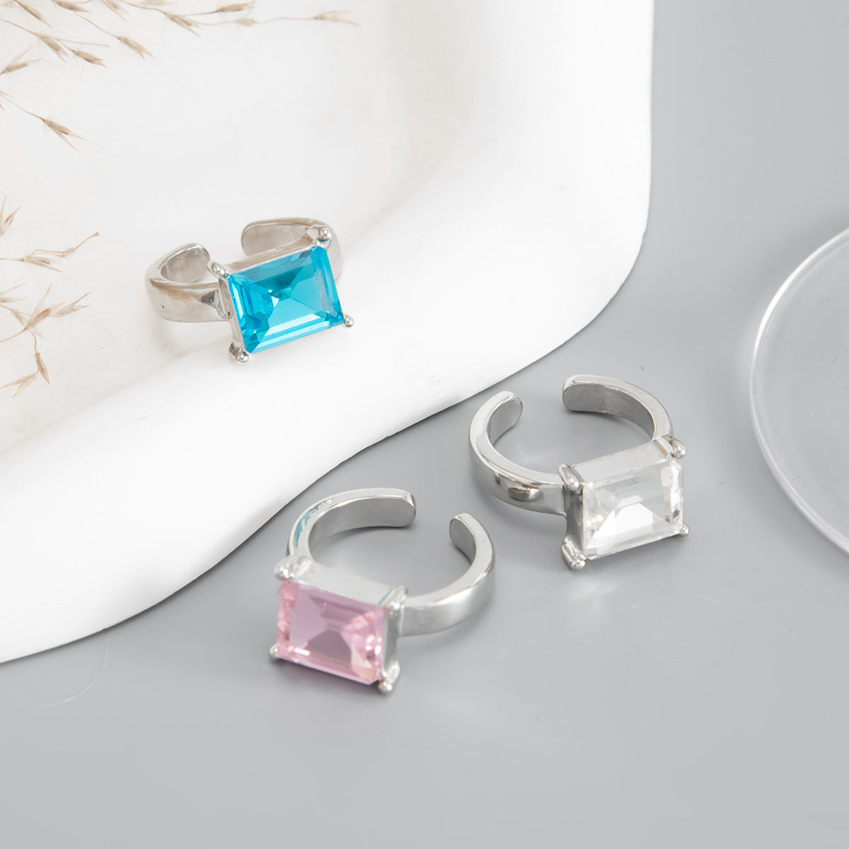 Minimalist Square Geometric Alloy Toe Ring with Rhinestone Inlay