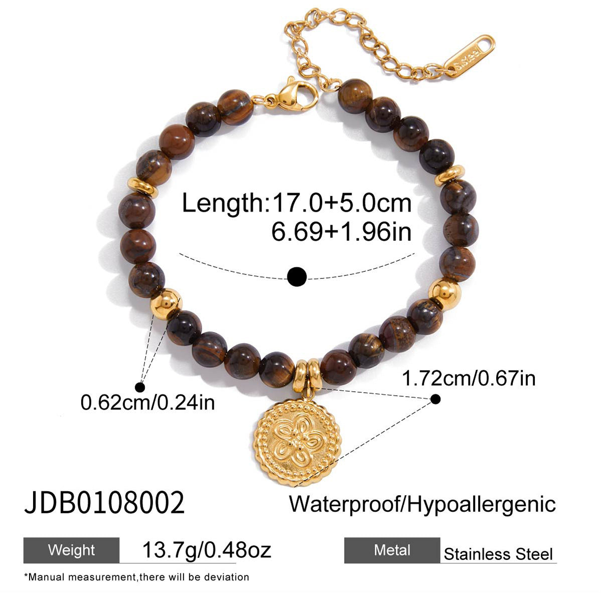 Geometric Stainless Steel Plated Bracelet for Women with Color-Block Design, Luxury Minimalist Fashion Accessory