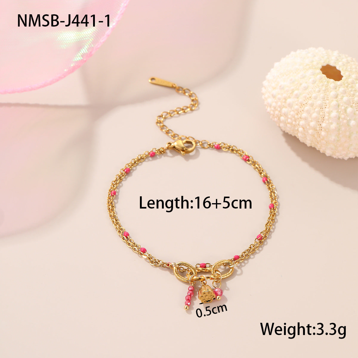 Bohemian Style Starfish and Floral Pattern Stainless Steel Plated Bracelet for Women with Geometric Design and Fresh Aesthetic
