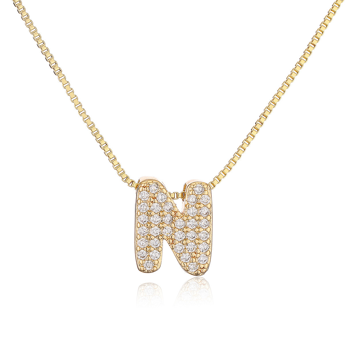Collar con colgante de cobre minimalista con forma de letra para mujer con baño de oro de 18 quilates, delicada cadena para la clavícula