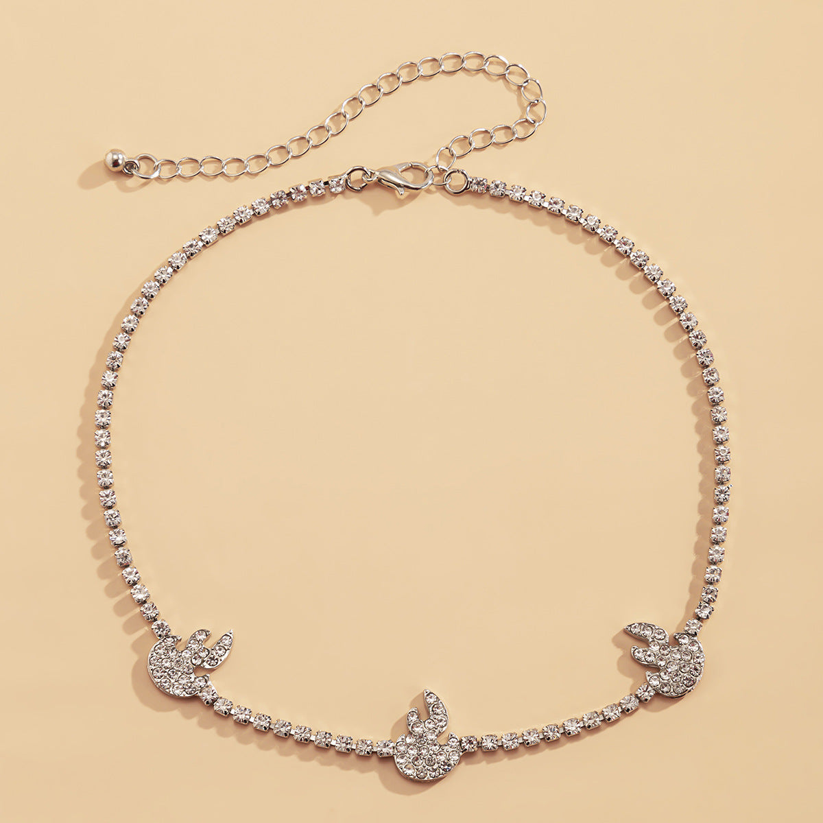 Minimalist Geometric Butterfly Rhinestone Alloy Plated Choker Necklace Singapore Chain for Women