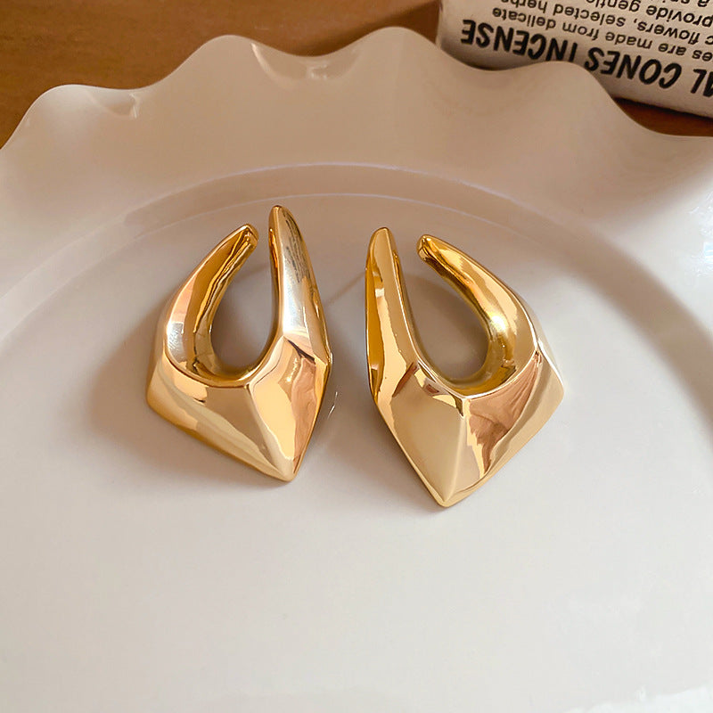 Orecchini a perno geometrici in lega placcata oro stile lussuoso con perni in argento 925 per donna, design quadrilatero irregolare, alla moda ed eleganti per tutti i giorni