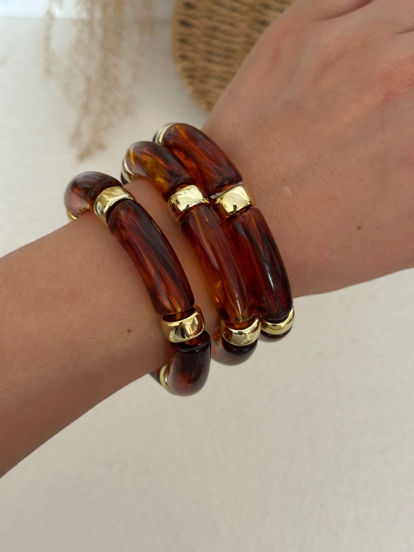 Vintage Geometric Gradient Acrylic Plated Bracelet for Women
