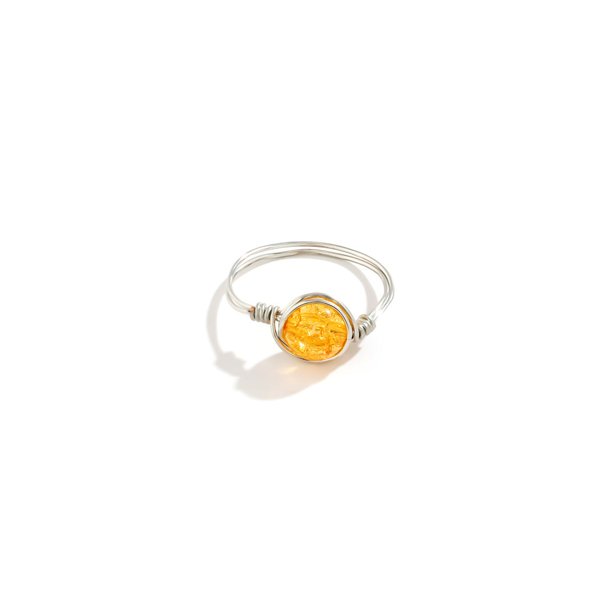 Anello da donna in rame stile rustico minimalista con perline geometriche circolari