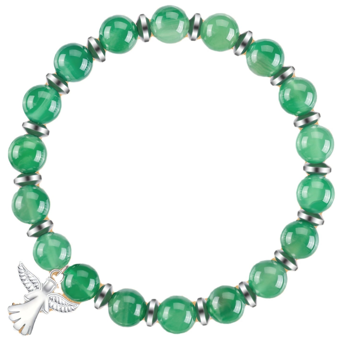 Minimalist Alloy Angel Pendant Bracelet with Turquoise and Crystal Beads for Women