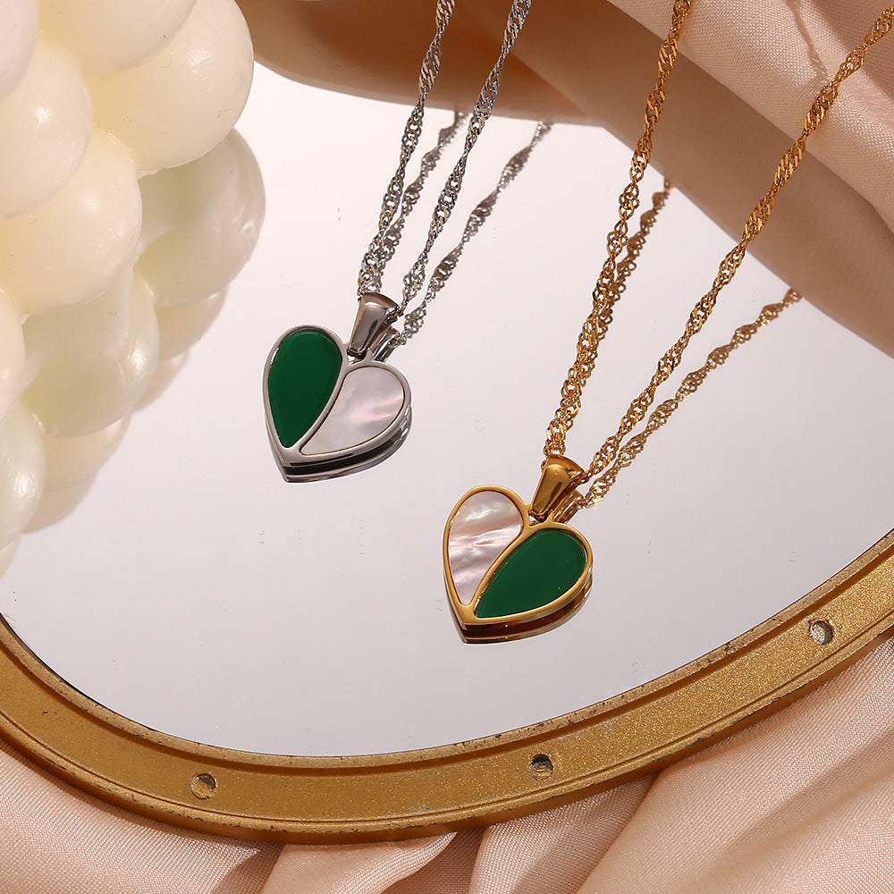 Collana con ciondolo a cuore da donna in acciaio inossidabile e acciaio al titanio, di lusso minimalista, con finitura placcata