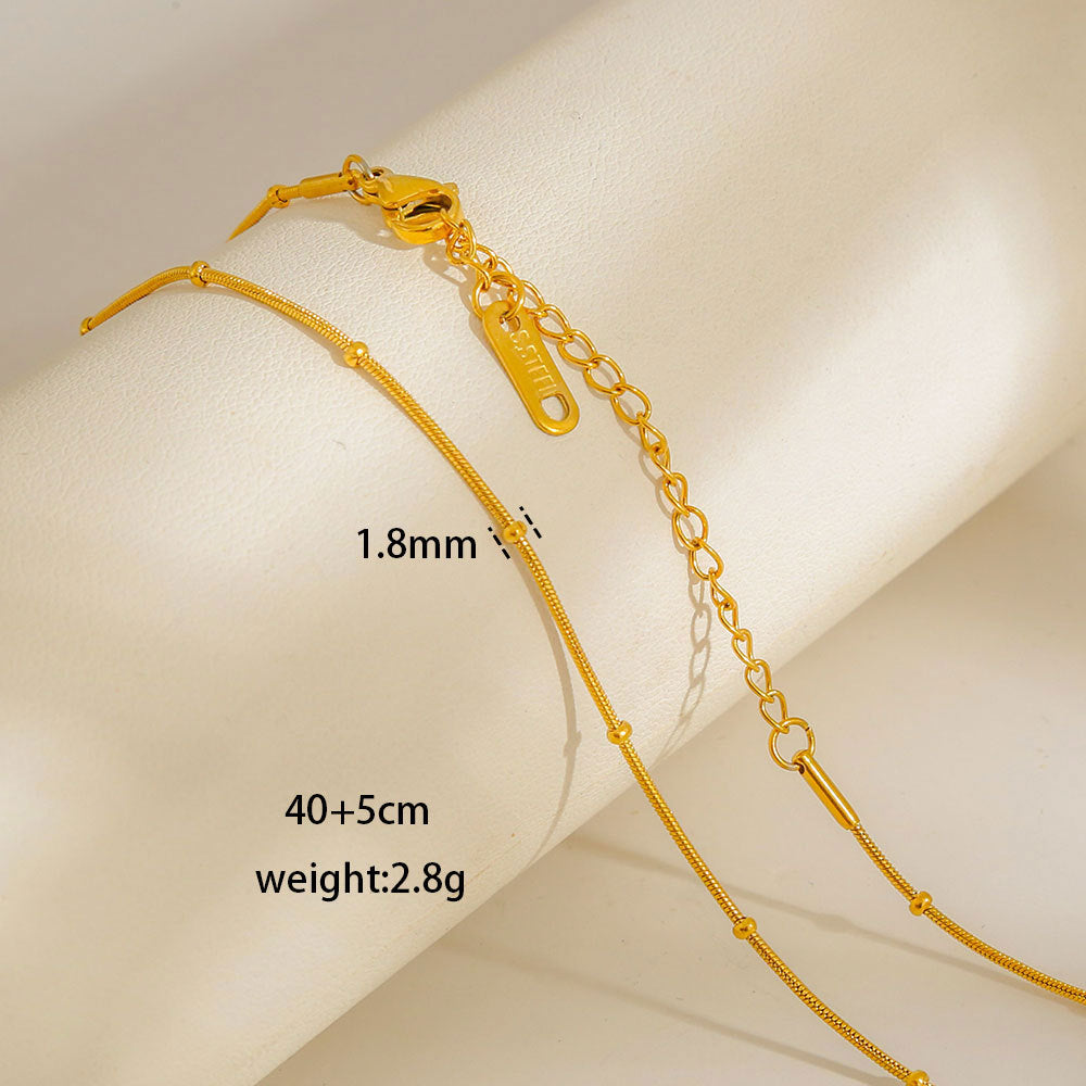 Collana con Ciondoli Geometrici Minimalisti in Acciaio al Titanio Placcato con Nappe, Charm Fai da Te per Donne