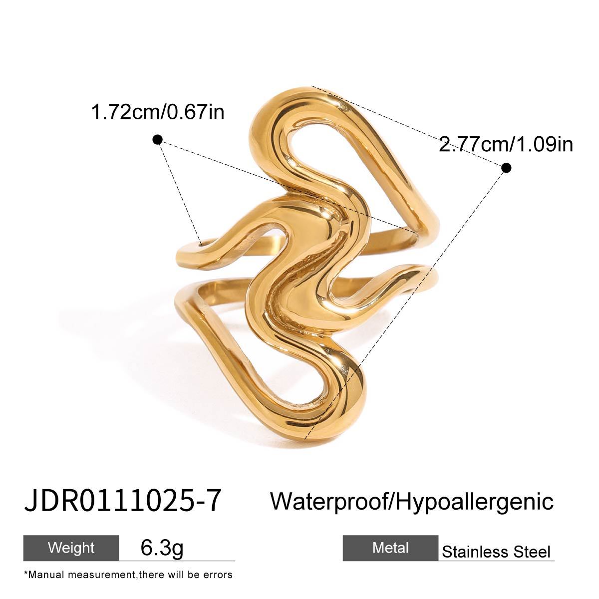Geometric Plated Stainless Steel Ring for Women