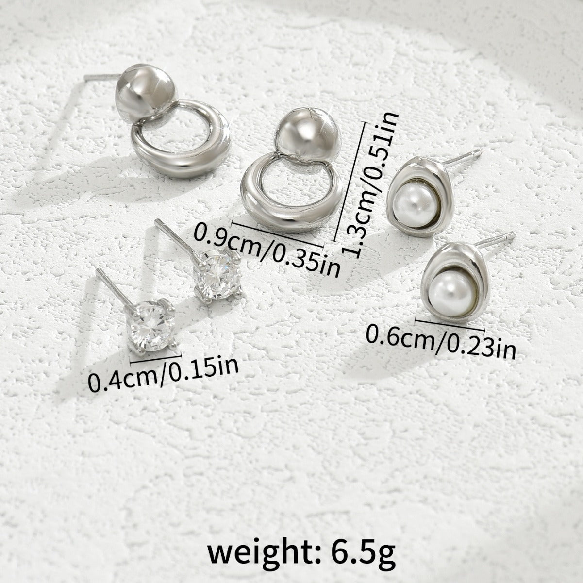 Dulces aretes de perlas y circonitas con forma de U, de estilo minimalista geométrico, para mujer