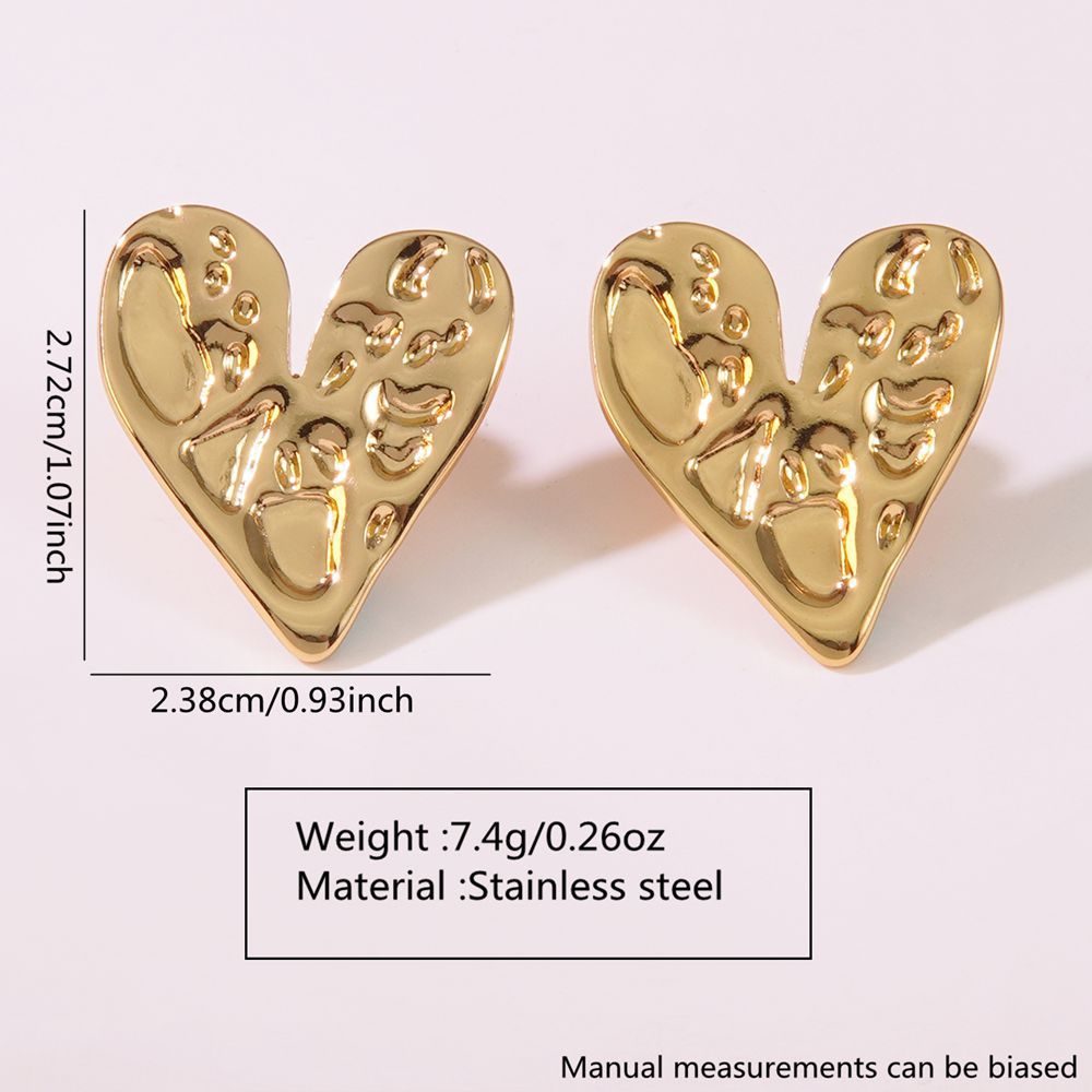Sweet Streetwear Heart Plated Stainless Steel Earrings